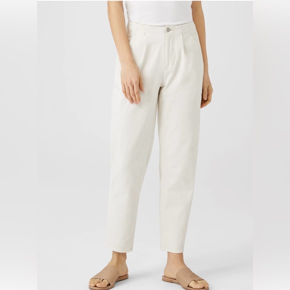 NWOT Eileen Fisher Undyed Organic Cotton Denim Tapered Pant - Picture 4 of 10